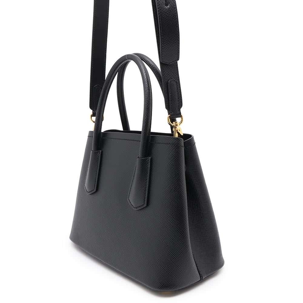 Prada handbag Double Saffiano leather black bag - Picture 2 of 12